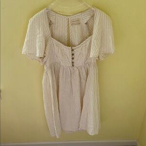 Urban Outfitters Cream Flutter Sleeve Mini Dress